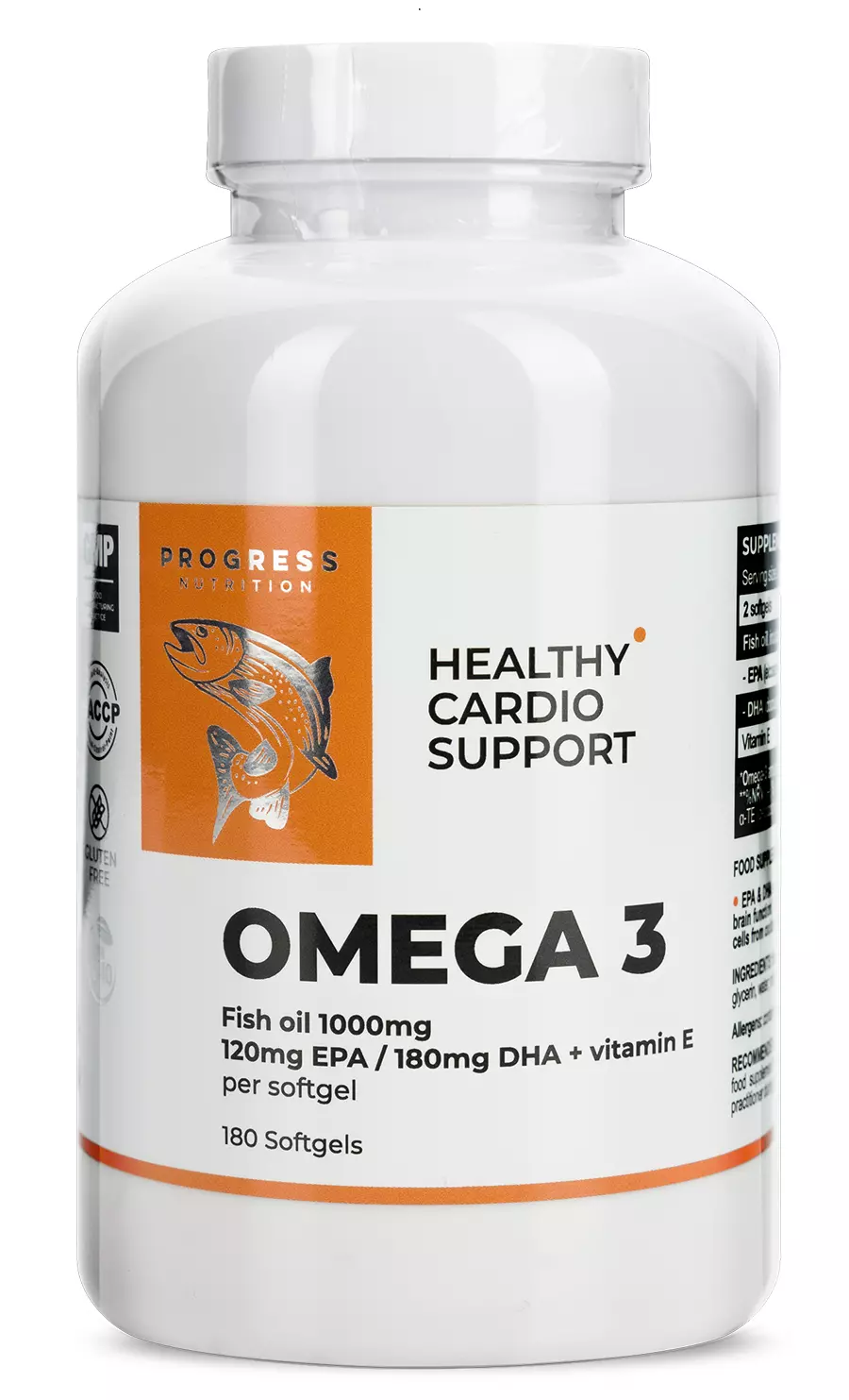 Omega 3 Healthy, Fish Oil 1000mg, EPA 180mg / DHA 120mg + Vit.E (180 капс)