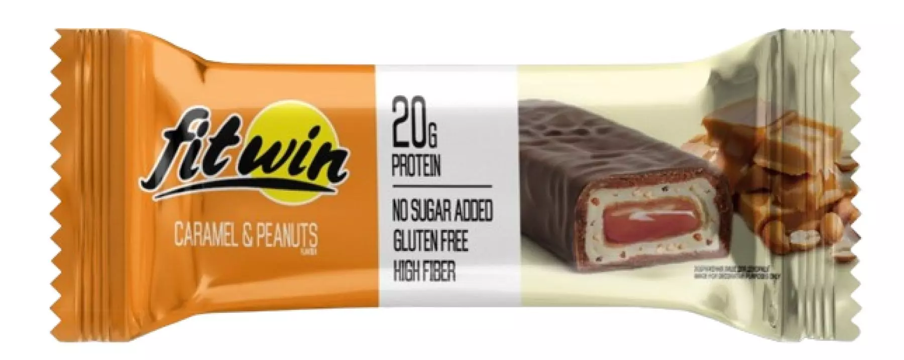 Батончик FitWin CARAMEL&PEANUTS з начинкою, БЕЗ ЦУКРУ 60 г 33%