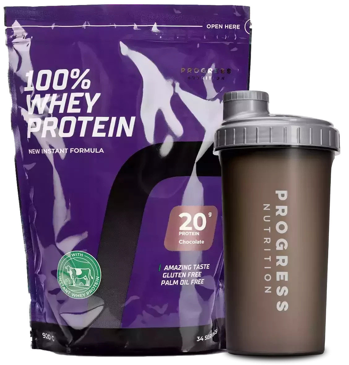💪Progress Nutrition 100% Whey Protein New Instant Formula (920 г) в подарок 🎁 Progress Nutrition Shaker (700 мл)🥛