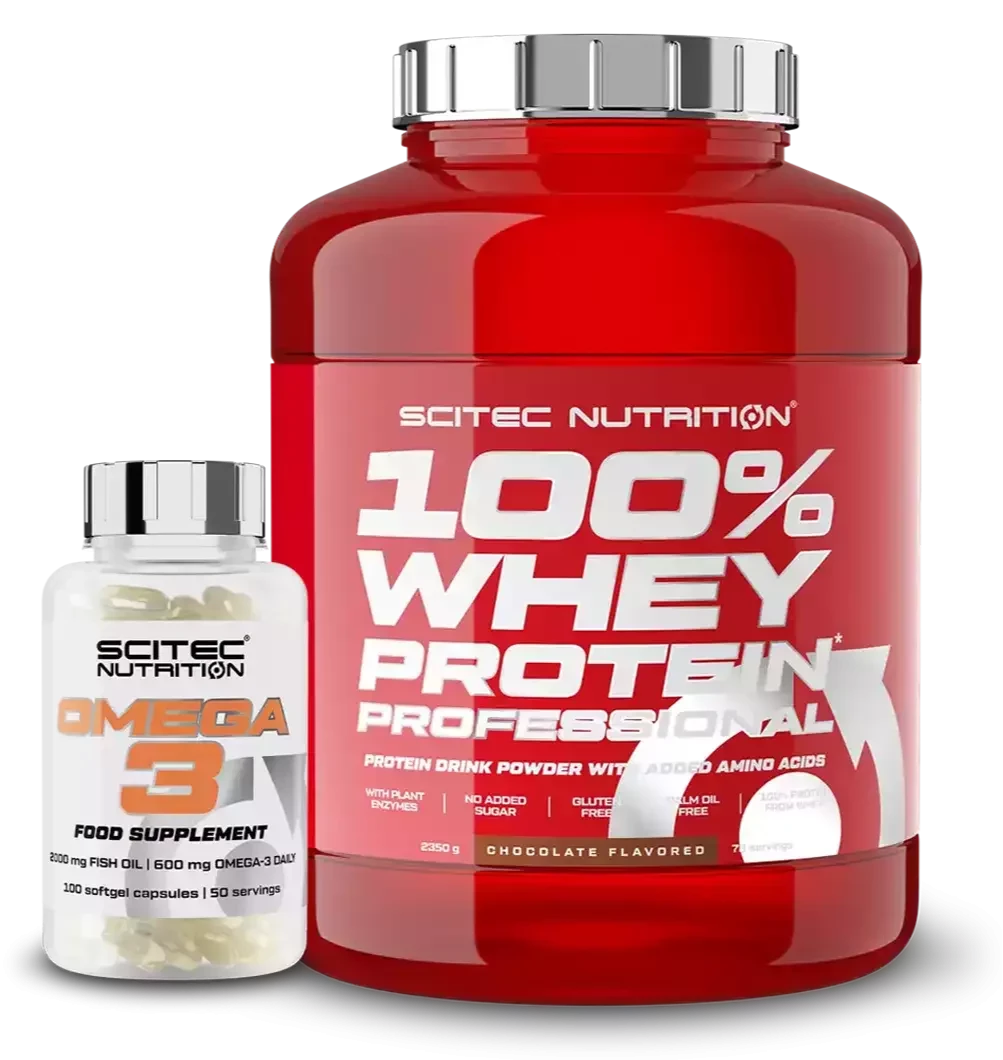 🏆 Протеин от Scitec Nutrition - Whey Protein Professional (2 350 г). В подарок 🎁  Scitec Nutrition Omega 3 100 капс.🐠